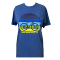 Blue t-shirt with bicycle graphic and 'Hope Rides With Me' text on a white background